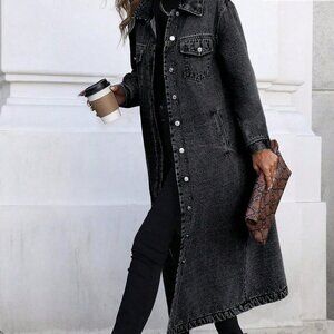 Grey Casual Women's Y2k Style Denim Jacket